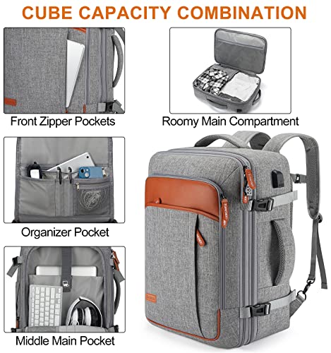 18" Expandable Carry On Travel Backpack With 4 Packing Cubes