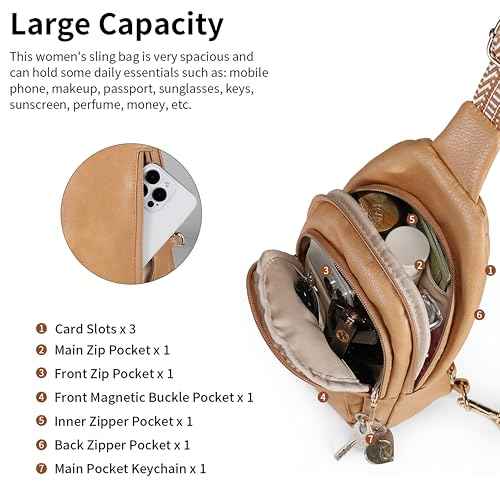 Crossbody Bags for Women Anti Theft Vegan Leather Sling Bag RFID Blocking Chest Bag for Travel