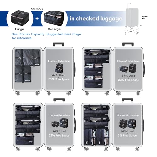 Stow-N-Go Hanging Travel Shelves, Packing Organizer for Luggage. Carry on Closet for Suitcase. Expandable Packing Cube. Travel Essentials. (Black - XL, XL = (L) 17.7" x (W) 11.8")