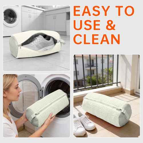 2PCS Ivory White Shoe Washing Machine Bags for All Shoe Types