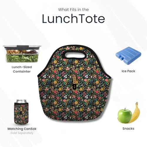 LunchTote Zippered Bag Insulated Neoprene Caddy (Work of Art / Large 4.5 Quart Lunch Tote)