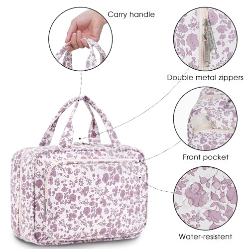 Travel Toiletry Bag for Women Large Hanging Makeup Bag Organizer Toiletries Bag for Full Size Essentials Accessories Cosmetics