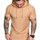 Mens Fashion Hoodies Sport Pullover Solid Color Shirt Workout Lightweight Tops Khaki XX