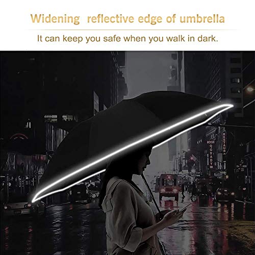 Inverted Umbrella Large Windproof Umbrellas for Rain Sun Travel Umbrella Compact with Reflective Stripe
