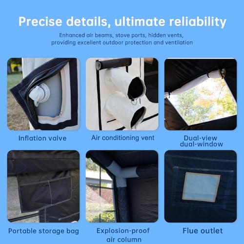 Large Luxury Inflatable Canvas Tent for Camping with Stove Jack