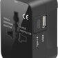 Travel Adapter, Worldwide All in One Universal Travel Adaptor AC Power Plug Adapter Wall Charger with USB-C and USB-A Charging Ports for USA EU UK AUS Black