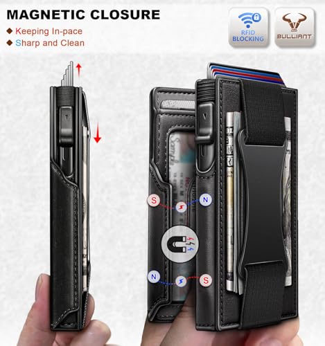 Men Slim Leather Wallet Metal Case Money Clip