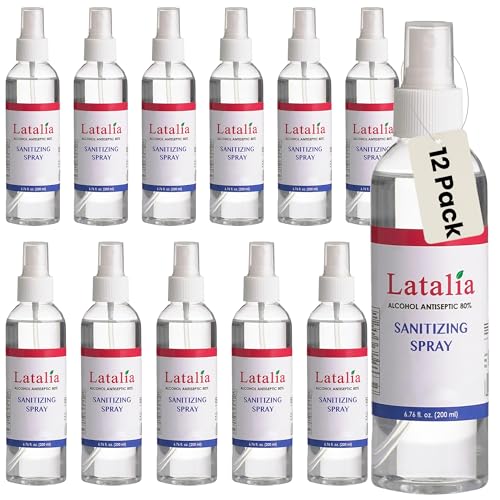 Fragrance Free Hand Sanitizer Spray Pack of 12 with 80% Alcohol (80.04 Fl Oz)