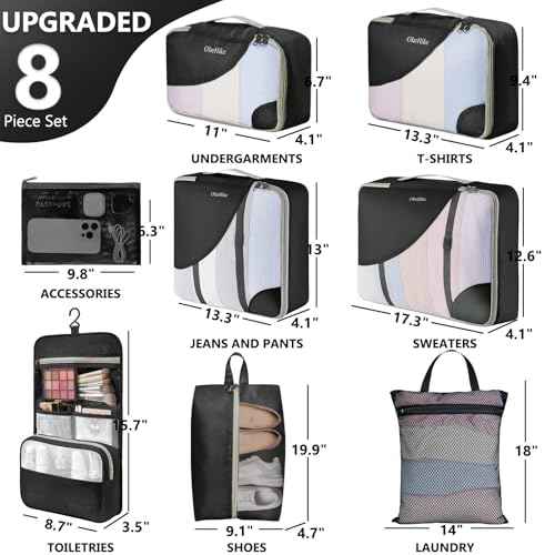 8 Set Packing Cubes for Travel (8 Count)