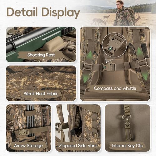 Upgraded Hunting Backpack For men for Deer and Elk Hunting bag