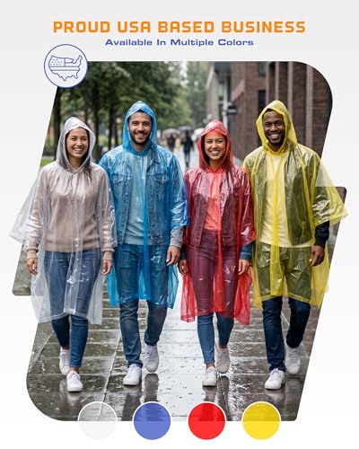 Disposable Rain Ponchos for Adults (5 Package)