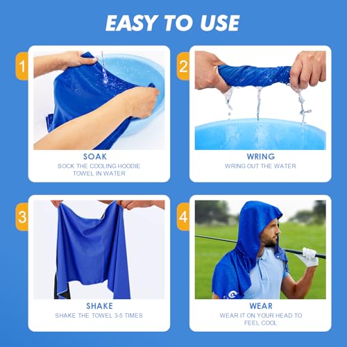 4 Pack Cooling Hoodie Towels for Neck and Face (4 Count)