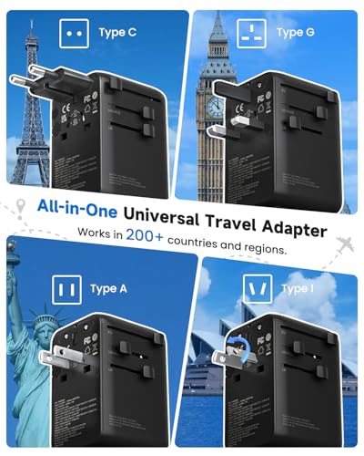 70W GaN Universal Travel Adapter with USB