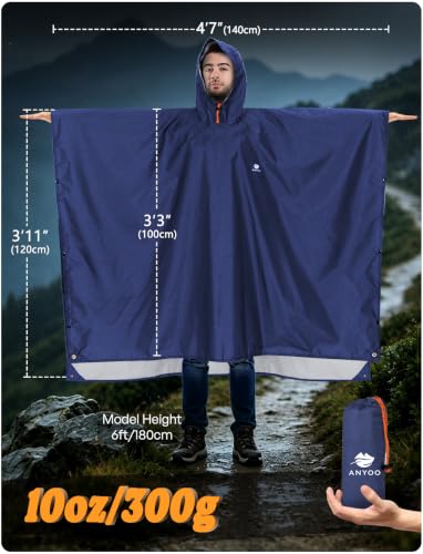 Hooded Rain Poncho for Adult Waterproof Lightweight Raincoat