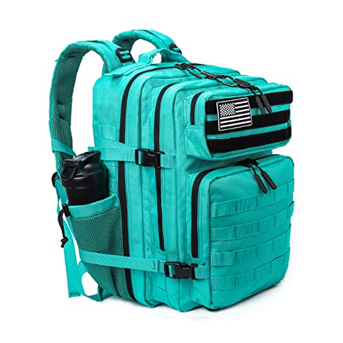Military Tactical Backpack for Men and Women 45L Army 3 Days Assault Pack Bag Large Rucksack with Molle System Lake Blue