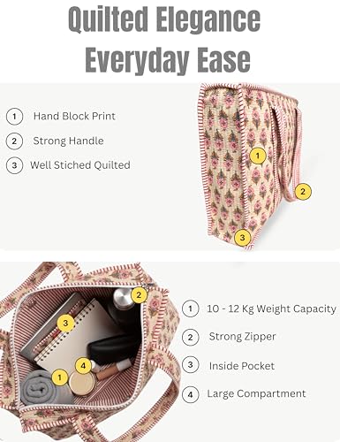 100% Cotton Quilted Tote Bag For Women