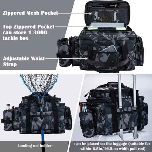 Fishing Tackle Bag with 4PCS 3700 & 2PCS 3600 Tackle Boxes