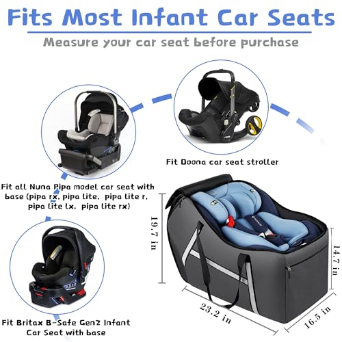 Infant Car Seat Travel Bag for Airplane Compatible with All Nuna Pipa Car Seat and Base