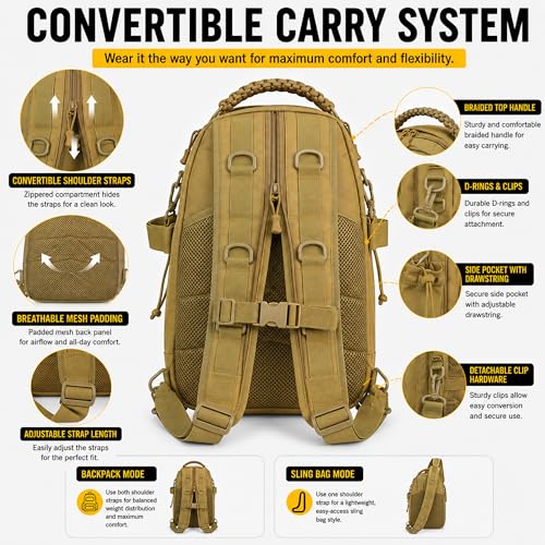 Fishing Tackle Backpack with Rod Holder & Removable Storage Pouch
