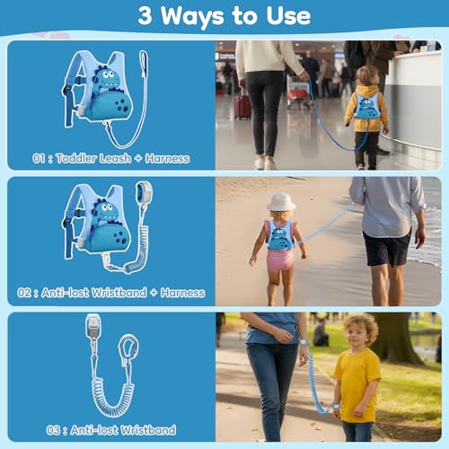 3 in 1 Toddler Harness Leash with Key Lock for Boys Girls