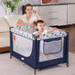 Pack and Play Portable Crib Baby Playpen for Toddler Unisex Playard Foldable Baby Crib with Mattress Pad Lightweight Travel Playard Blue