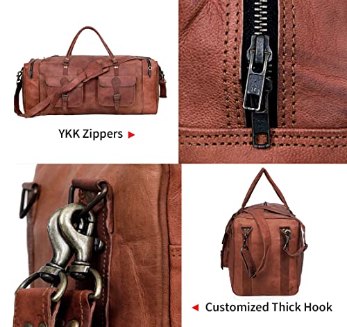 Leather Duffle Bag for Men Luggage Handmade Travel Bag Carry On Luggage Weekender Bags Overnight Gym Sports Cabin Holdall Bag For Airplanes Men And Women