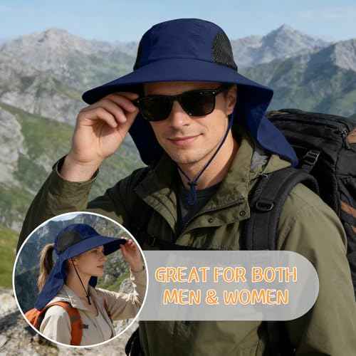 Sun Hat for Men Women with Neck Flap
