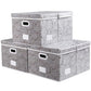 Jumbo Collapsible Storage Boxes with Lids Fabric Decorative Storage Bins Cubes Organizer Baskets with Cover Handles Divider for Bedroom Closet Living Room 23.2x15.7x11.8 Inch 3 Pack (3 Count)