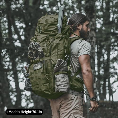 75L Molle Hiking Internal Frame Backpacks with Rain Cover for Camping