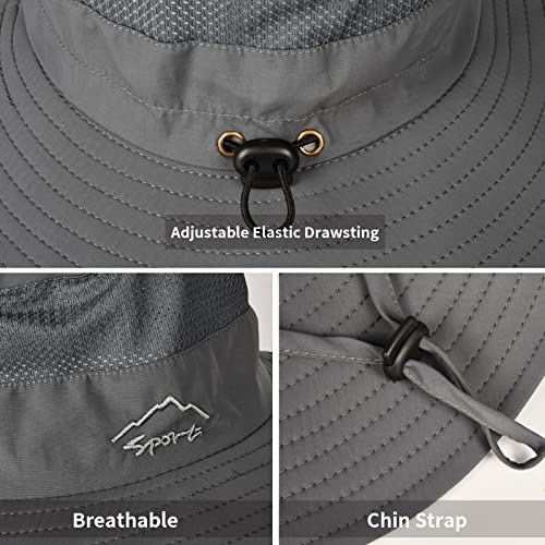 Sun Hats for Men Women Fishing Hat UPF 50+ Breathable Wide Brim Summer UV Protection Hat with Face Cover & Neck Flap
