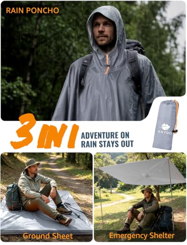 Hooded Rain Poncho for Adult Waterproof Lightweight Raincoat