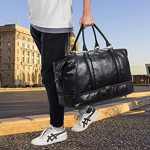 Leather Travel Bag with Shoe Pouch