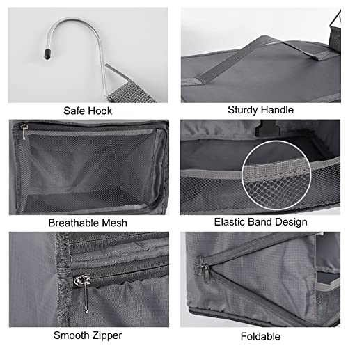 Travel Portable Hanging Shelves Closet Organizer Packing Luggage Storage with Multifunctional and Foldable Invisible Compartment