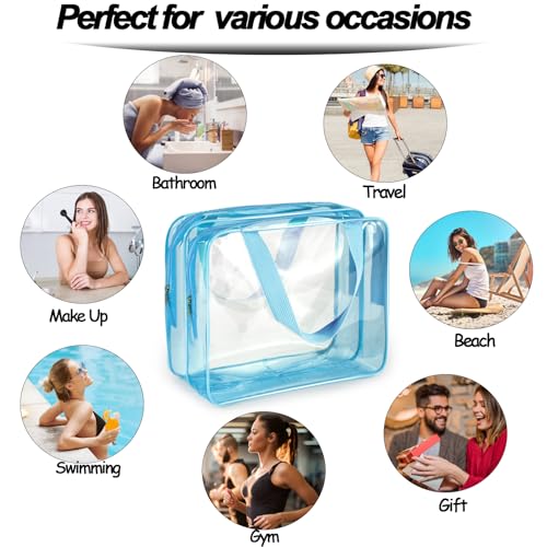 2Pcs Crystal Clear PVC Travel Toiletry Bag Kit for Women Men (2 Count)