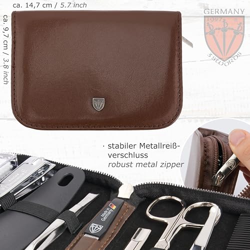 brand quality 10 piece manicure pedicure grooming kit set for professional finger & toe nail care tweezers file clipper fashion leather case in gift box