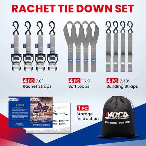MOCA Heavy Duty Ratchet Straps Tie Down 4 Pack 1.6" x 8 ft (4 Count)