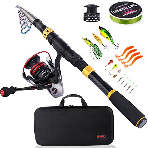 Fishing Rod Combos with Telescopic Fishing Pole Spinning Reels Fishing Carrier Bag for Travel Saltwater Freshwater Fishing