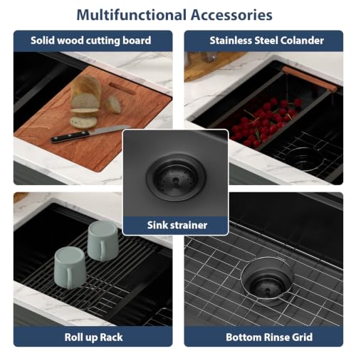 36 Inch Matte Black Double Bowl Kitchen Sinks