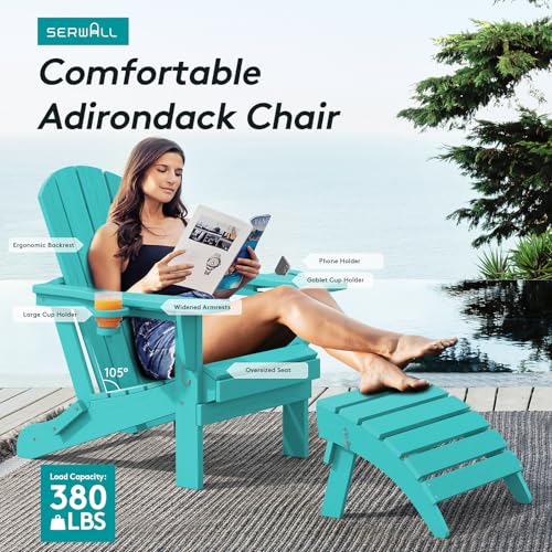 Outdoor Adirondack Chairs with 2 Cup Holders