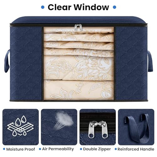 3 Pack Storage Bags for Clothes Blanket Storage Bins with Lids (3 Count)