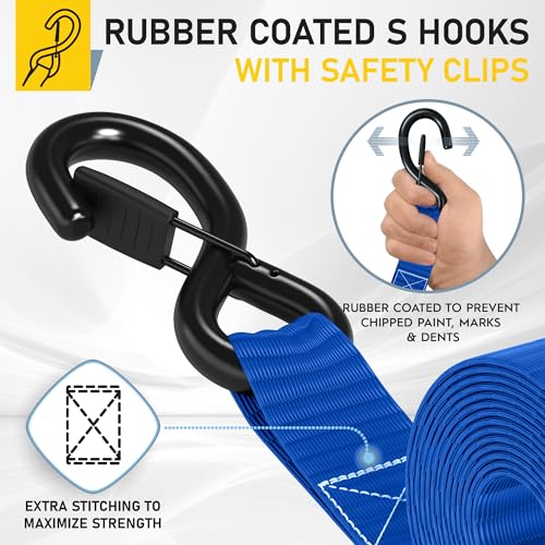 Heavy Duty Ratchet Straps & Soft Loops (4 Count)