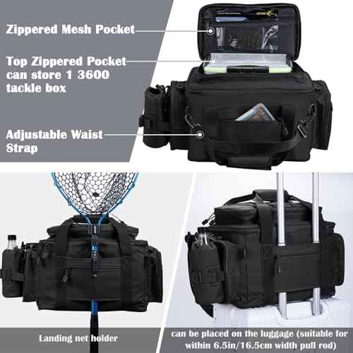 Fishing Tackle Bag with 4PCS 3700 & 2PCS 3600 Tackle Boxes