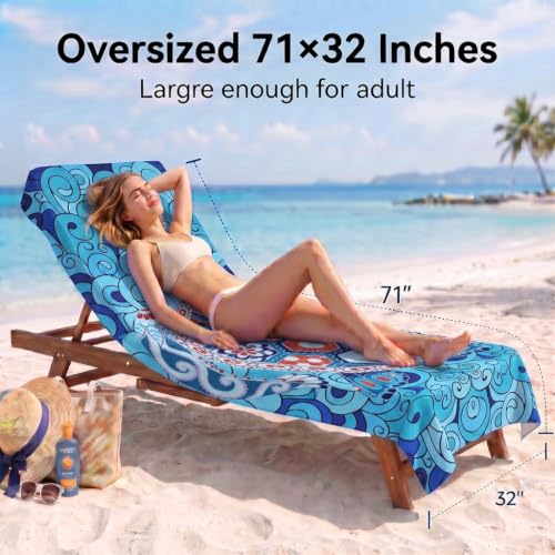 4 Pack Microfiber Beach Towel Oversized 71x32 Blue Multipack Bulk (4 Count)