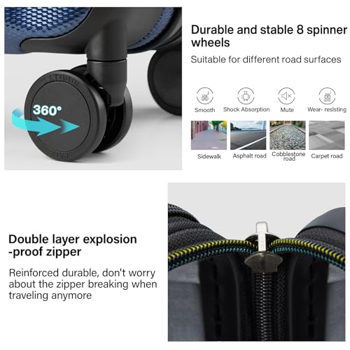 24 Inch Expandable Medium Checked Luggage with 8 Spinner Wheels