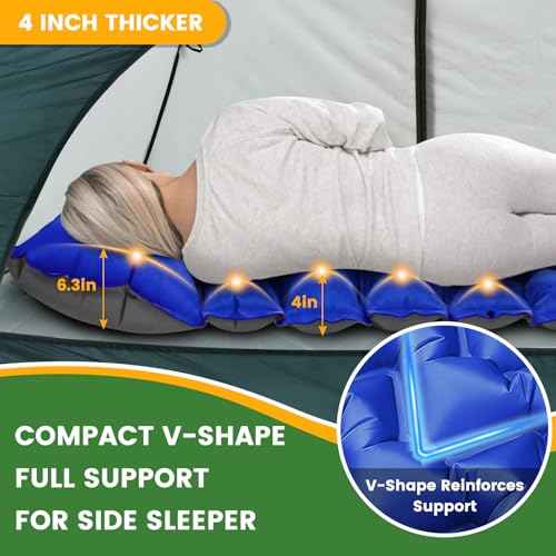 4 Inch Camping Sleeping Pad with Foot Pump and Pillow