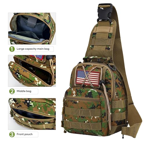 80L 2 Pack Hiking Backpack for Men with Sling Tactical Backpack (2 Count)