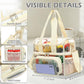 Clear Bag Double Decker for Stadium Events With Shoulder Strap for Women (Clear#Biege)