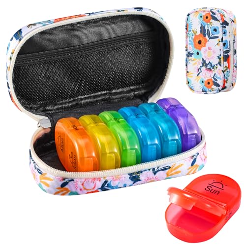 Weekly Travel Pill Organizer 2 Times a Day AM PM Rainbow Pill Box