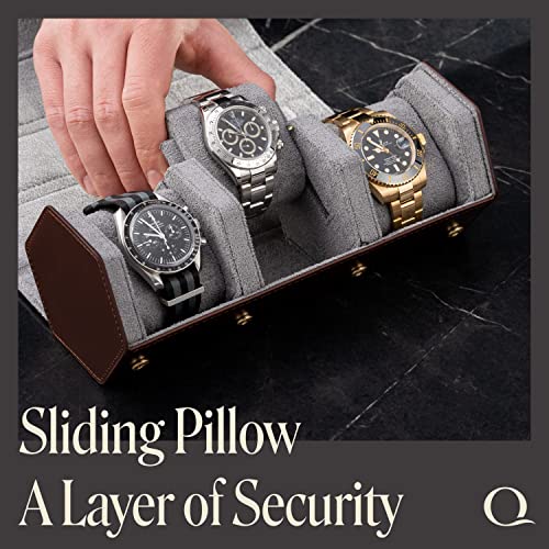Leather Watch Roll Travel Case for 3 Watches