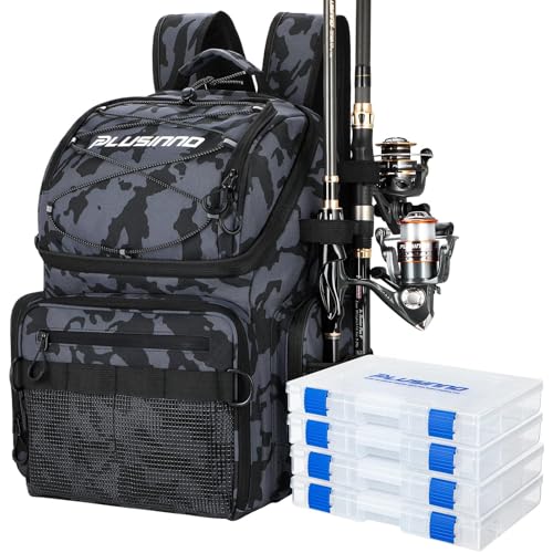 Fishing Backpack with 4 Tackle Boxes & Cooler
